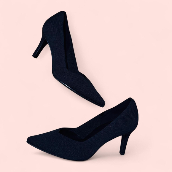 Club Party Formal MIA Devra Black Point Toe Mid Heel Pump 7 - Picture 3 of 8